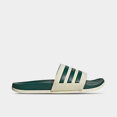 Shop Adidas Originals Adidas Men's Essentials Adilette Comfort Slide Sandals In Wonder White/collegiate Green/gold Metallic
