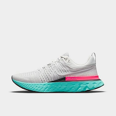 Shop Nike Men's React Infinity Run Flyknit 2 Running Shoes In Platinum Tint/grey Fog/dynamic Turquoise/white