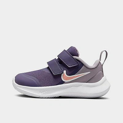 Shop Nike Kids' Toddler Star Runner 3 Hook-and-loop Running Shoes In Canyon Purple/metallic Red Bronze/amethyst Ash