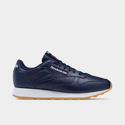 Shop Reebok Classic Leather Casual Shoes In Vector Navy/ftwr White/ Rubber Gum