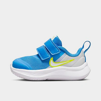 Shop Nike Kids' Toddler Star Runner 3 Hook-and-loop Running Shoes In Grey Fog/photo Blue/atomic Green/white