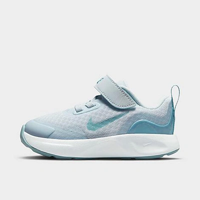 Shop Nike Girls' Toddler Wearallday Hook-and-loop Casual Shoes In Aura/white/worn Blue