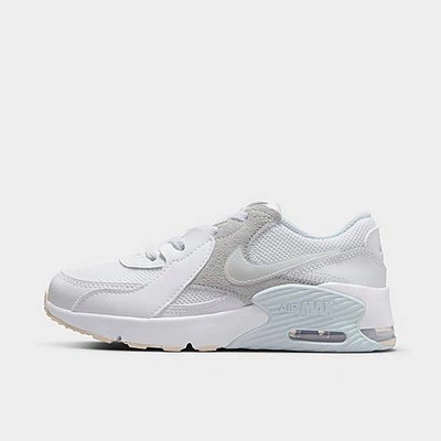Shop Nike Girls' Little Kids' Air Max Excee Casual Shoes In White/aura/light Orewood Brown/metallic Silver