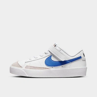 Shop Nike Little Kids' Blazer Low '77 Casual Shoes In White/medium Blue/chlorophyll/black