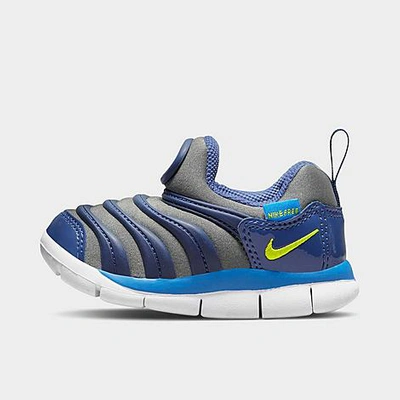Shop Nike Kids' Toddler Dynamo Free Casual Shoes In Flat Pewter/atomic Green/mystic Navy/light Photo Blue
