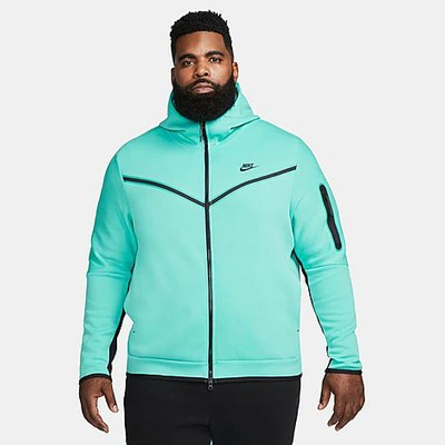 Shop Nike Men's Sportswear Tech Fleece Taped Full-zip Hoodie In Washed Teal/black/black
