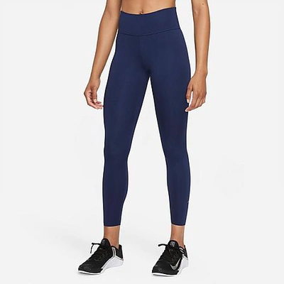 Shop Nike Women's One Luxe Cropped Tights In Midnight Navy/clear