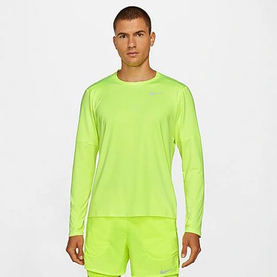 Shop Nike Men's Dri-fit Element Running Crew Top In Volt/white