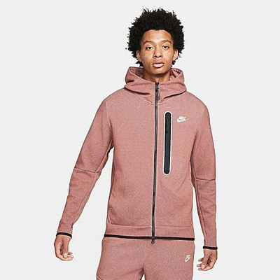 Shop Nike Men's Sportswear Tech Fleece Full-zip Hoodie In Redstone/heather