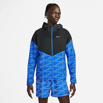 Nike Men's Therma-fit Repel Run Division Miler Running Jacket In Black/black /hyper Royal