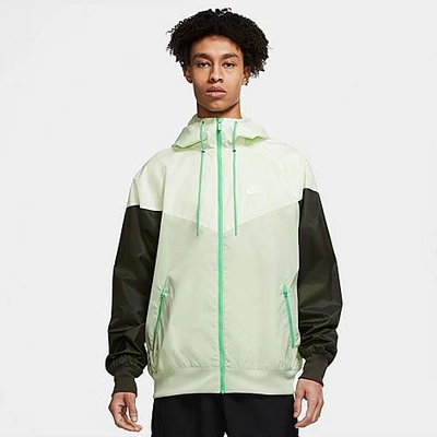 Shop Nike Men's Sportswear Windrunner Woven Hooded Jacket In Honeydew/lime Ice/sequoia/white