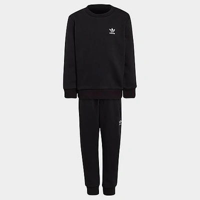 Shop Adidas Originals Adidas Little Kids' Originals Adicolor Crewneck Sweatshirt And Jogger Pants Set In Black