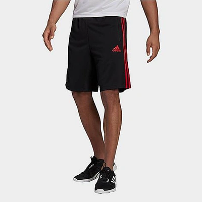 Shop Adidas Originals Adidas Men's Designed To Move Three Stripes Primeblue Shorts In Black/scarlet