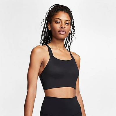 Shop Nike Women's Swoosh Luxe Medium-support Padded Sports Bra In Black/dark Smoke Grey