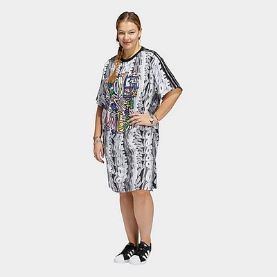 Adidas Originals Adidas Women's Originals Love Unites Doodle Tee Dress (plus  Size) Size 3x-large 100% Cotton/jersey In Multicolor