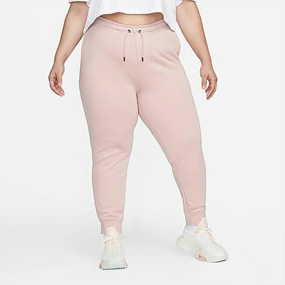 Shop Nike Women's Sportswear Essential Jogger Pants (plus Size) In Pink Oxford/white