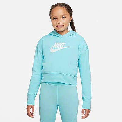 Shop Nike Girls' Sportswear Club French Terry Cropped Pullover Hoodie In Copa/white