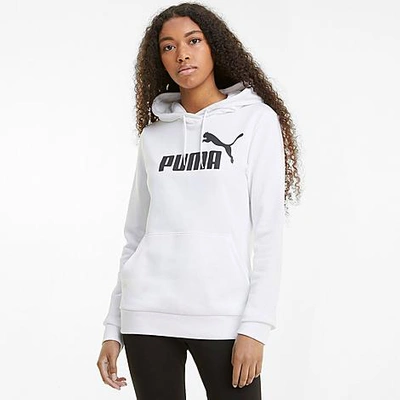 Shop Puma Women's Essentials Logo Pullover Hoodie In  White