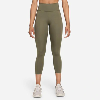 Shop Nike Women's One Luxe Crop Training Tights In Medium Olive/clear