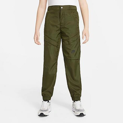 Shop Nike Boys' Sportswear Woven Utility Jogger Pants In Rough Green/black