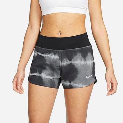 Shop Nike Women's Dri-fit Eclipse Printed Mid-rise Running Shorts In Black/white