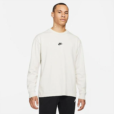 Shop Nike Men's Sportswear Premium Essentials Long-sleeve T-shirt In Light Bone/black