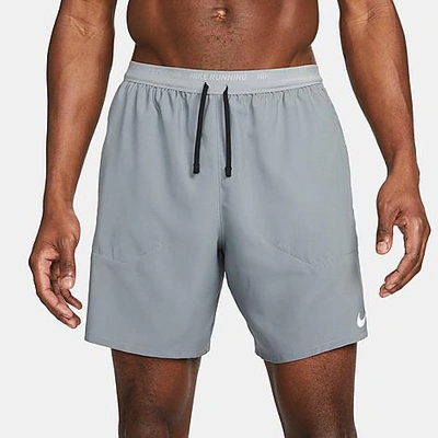 Shop Nike Men's Dri-fit Stride 2-in-1 7" Running Shorts In Smoke Grey/dark Smoke Grey/black