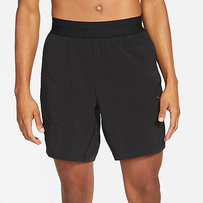 Shop Nike Men's Yoga Dri-fit Woven Shorts In Black/gray