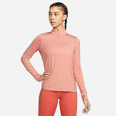 Shop Nike Women's Element Dri-fit Half-zip Running Top In Light Madder Root/atmosphere/heather