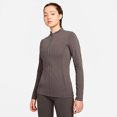 Shop Nike Women's Dri-fit Yoga Luxe Full-zip Jacket In Medium Ash/particle Grey