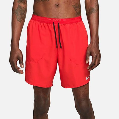 Shop Nike Men's Dri-fit Ride 2-in-1 7" Running Shorts In University Red/black/black/reflective Silv