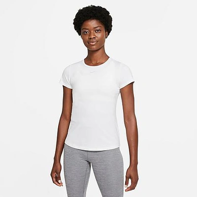 Shop Nike Women's Dri-fit One Luxe Short-sleeve Top In White/reflective Silver