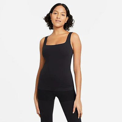 Shop Nike Women's Yoga Luxe Shelf-bra Tank Top In Black/dark Smoke Grey