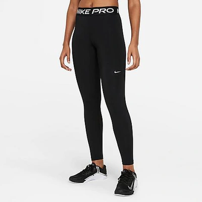 Shop Nike Women's Pro 365 High-waisted 7/8 Mesh Panel Leggings In Black/white