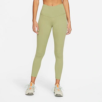 Shop Nike Women's Yoga Dri-fit High-rise Cropped Leggings In Oil Green/iron Grey