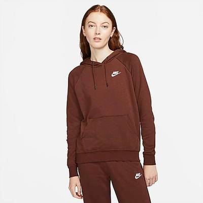 Shop Nike Women's Sportswear Essential Fleece Hoodie In Bronze Eclipse/white
