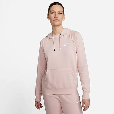 Shop Nike Women's Sportswear Essential Fleece Hoodie In Pink Oxford/white