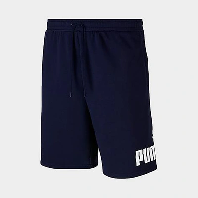 Shop Puma Men's Fleece Big Logo Shorts In Peacoat/ White