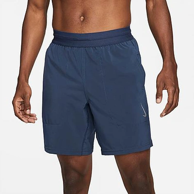 Shop Nike Men's Yoga Dri-fit Woven Shorts In Midnight Navy
