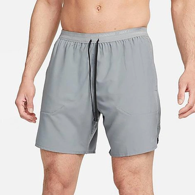 Shop Nike Men's Dri-fit Stride 7-inch Brief-lined Running Shorts In Smoke Grey/black/reflective Silver