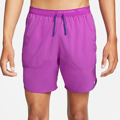 Shop Nike Men's Dri-fit Stride 7-inch Brief-lined Running Shorts In Vivid Purple/deep Royal Blue/reflective Silver