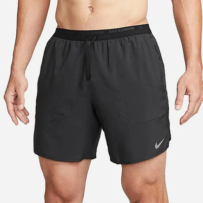 Shop Nike Men's Dri-fit Stride 7-inch Brief-lined Running Shorts In Black/black/reflective Silver