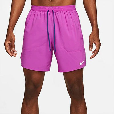 Shop Nike Men's Dri-fit Stride 7-inch Running Shorts In Vivid Purple/deep Royal Blue/reflective Silv