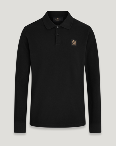 Belstaff Long Sleeve Polo Shirt Black In Black