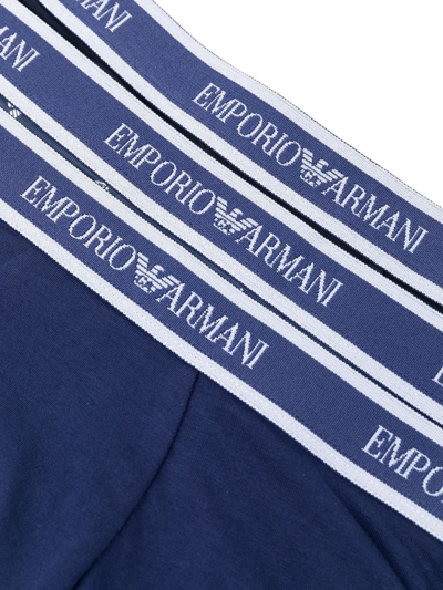 Shop Emporio Armani Logo-waistband Cotton Boxers In Blue