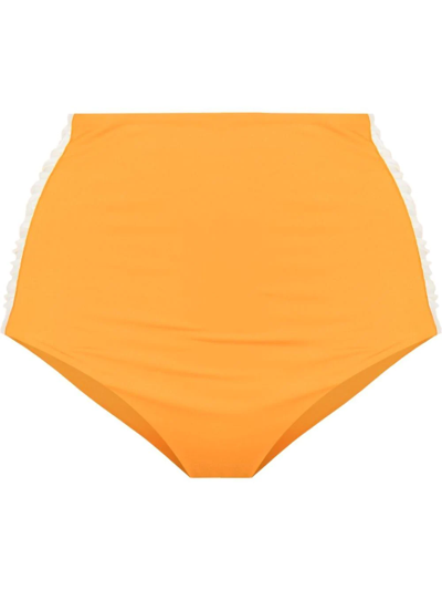 Shop Johanna Ortiz High-waisted Bikini Bottoms In Orange