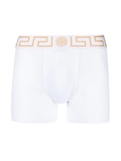 Shop Versace La Greca Boxers (set Of Two) In White