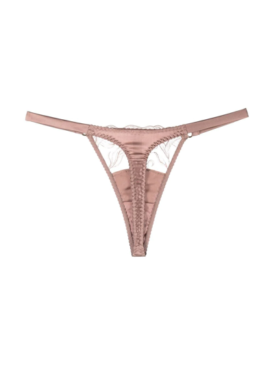 Fleur Of England Lilian Lace-panel Thong In Pink