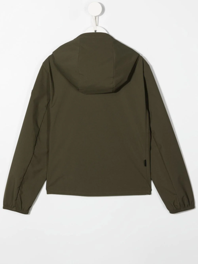 Shop Woolrich Lens-detail Zip-up Hooded Jacket In Green