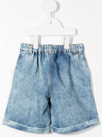 Shop Balmain Multi-button Denim Shorts In Blue